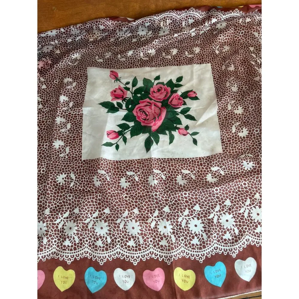 Conversation Heart Silk Scarf Granny Lace Print